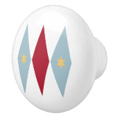 Blue Red Diamonds Cream Stars Mid Mod Keramische Knop (Rechts)