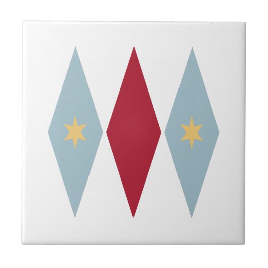 Blue Red Diamonds Yellow Stars Mid Century Modern Tegeltje (Voorkant)