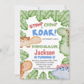 Blue Red Dinosaur Birthday-uitnodigingen Kaart (Voorkant)