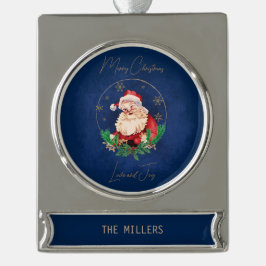 Blue Red Elegant  kerstman Verzilverd Banner Ornament