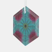 Blue Red en Green Starburst Fractal Suncatcher Glas Ornament (Voorkant links)