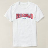 Blue + Red Faux Glitter BRIDESMAID Bachelorette T-shirt (Design voorkant)