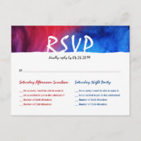 Blue Red Fire Ice Bat Bar Mitzvah RSVP-Briefkaarte