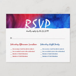Blue Red Fire Ice Bat Bar Mitzvah RSVP-Briefkaarte Aankondigingskaart