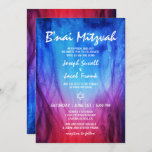 Blue Red Fire Ice | Ster van David B'nai Mitzvah Kaart<br><div class="desc">Elegant, blauw en rood, vuur en ijs thema B'nai Mitzvah uitnodigingen die u met uw eigen gebeurtenisdetails gemakkelijk kunt personaliseren. Het originele ontwerp van de waterverf toont de dansvlammen van vuur en ijs in opvallende tinten van saffierblauw en diep rood violet. Deze speciale B'nai Mitzvah uitnodiging sjabloon gebruikt een combinatie...</div>