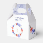 Blue Red Floral Wreath Boy Girl Baptisme Bedankdoosjes (Achterkant)