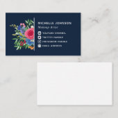 Blue Red Flower Bouquet White Social Media Icons Visitekaartje (Voorkant / Achterkant)