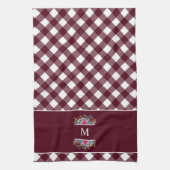 Blue Red Flower Bouquets Burgundy Pset Monogram Theedoek (Verticaal)