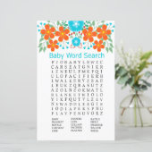 Blue Red Flowers Baby shower Word Search Game (Staand voorkant)