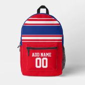 Blue Red Football Jersey Bedrukte Rugzak (Voorkant)