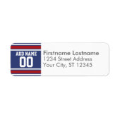 Blue Red Football Jersey Etiket (Voorkant)