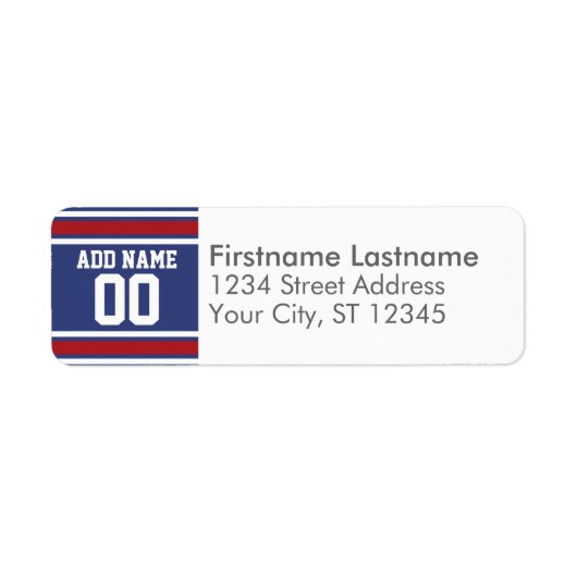 Blue Red Football Jersey Etiket (Voorkant)
