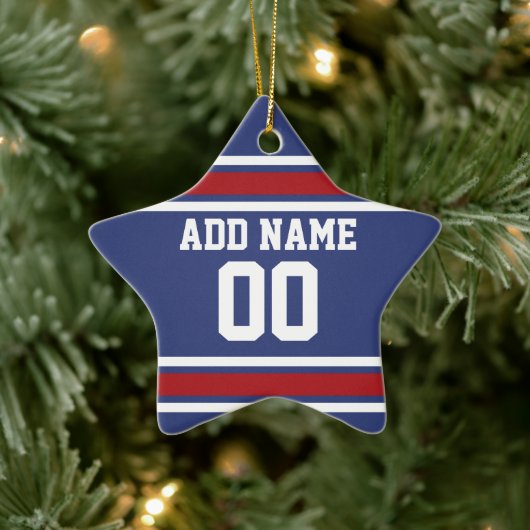 Blue Red Football Jersey Keramisch Ornament (Boom)