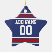 Blue Red Football Jersey Keramisch Ornament (Voorkant)
