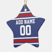 Blue Red Football Jersey Keramisch Ornament (Links)