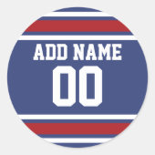 Blue Red Football Jersey Ronde Sticker (Voorkant)