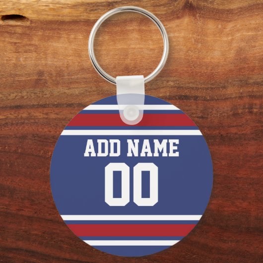 Blue Red Football Jersey Sleutelhanger (Voorkant)