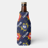 Blue red football voetbal score op maat flesjeskoeler (Fles Voorkant)