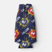 Blue red football voetbal score op maat flesjeskoeler (Achterkant)