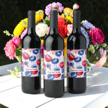 Blue Red Fruit Berry Cherry Waterverf Pattern