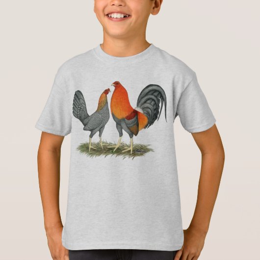 Blue Red Gamefowl T-shirt (Voorkant)
