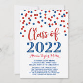 Blue Red Glitter Confetti Graduation Party 2022 Kaart (Voorkant)