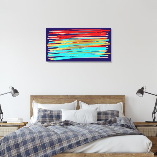 Blue Red Gold Abstract Art Opgerold Canvas afdrukk (Insitu (Slaapkamer))