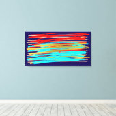 Blue Red Gold Abstract Art Opgerold Canvas afdrukk (Insitu (Houten vloer))