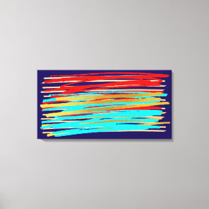 Blue Red Gold Abstract Art Opgerold Canvas afdrukk