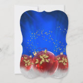 Blue Red Gold Baubles White Kerstparty Kaart (Achterkant)