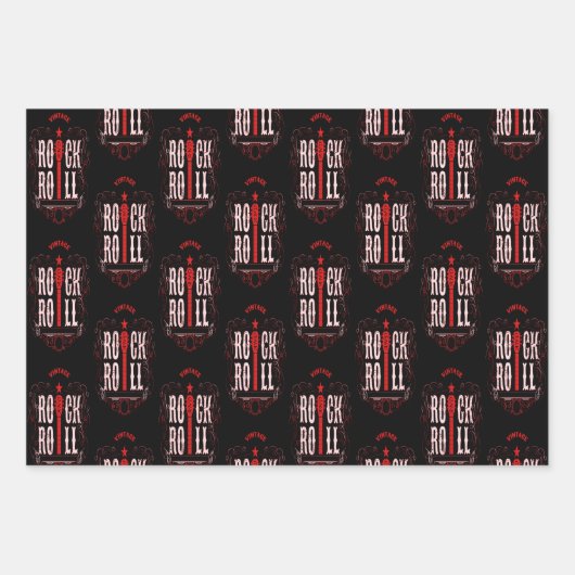 Blue Red & Gold  Rock & Roll Inpakpapier Vel (Voorkant 2)