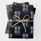 Blue Red & Gold  Rock & Roll Inpakpapier Vel (In situ)