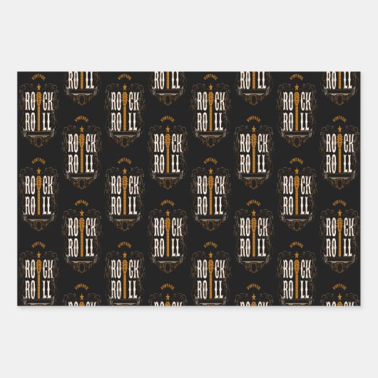 Blue Red & Gold  Rock & Roll Inpakpapier Vel (Voorkant 3)