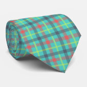 Blue Red Green Blauwgroen Tartan Pset Classic Mann Stropdas (Opgerold)