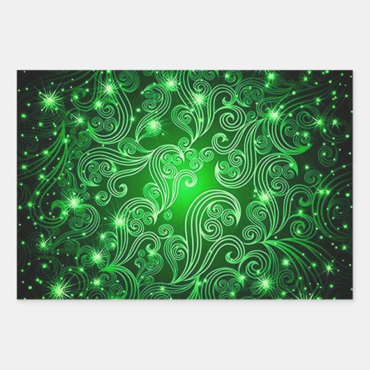 Blue Red & Green Celestial Swirls Pattern Inpakpapier Vel (Voorkant 3)