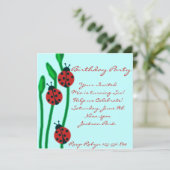 Blue Red & Green ladybug Birthday Uitnodiging (Staand voorkant)