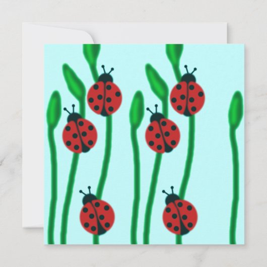 Blue Red & Green ladybug Birthday Uitnodiging (Achterkant)