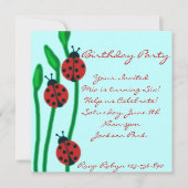 Blue Red & Green ladybug Birthday Uitnodiging (Voorkant)