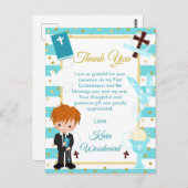 Blue Red Hair Boy First Community Bedankt Briefkaart (Voorkant / Achterkant)