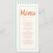 Blue Red Handwriting Typography Retro Wedding Menu (Voorkant / Achterkant)