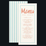 Blue Red Handwriting Typography Retro Wedding Menu<br><div class="desc">Blue Red Striped Handwriting Typography Retro Wedding Menu</div>