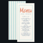 Blue Red Handwriting Typography Retro Wedding Menu<br><div class="desc">Blue Red Striped Handwriting Typography Retro Wedding Menu</div>