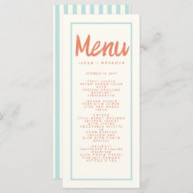 Blue Red Handwriting Typography Retro Wedding Menu