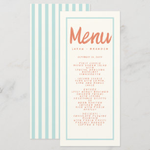 Blue Red Handwriting Typography Retro Wedding Menu