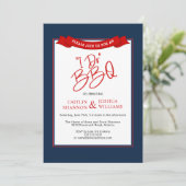 Blue Red I Do BBQ Bridal Shower Invitation Kaart (Staand voorkant)