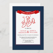 Blue Red I Do BBQ Bridal Shower Invitation Kaart (Voorkant / Achterkant)