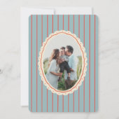 Blue & Red Illustrated Bow Striped 3-Photo Family Feestdagenkaart (Voorkant)