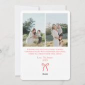 Blue & Red Illustrated Bow Striped 3-Photo Family Feestdagenkaart (Achterkant)