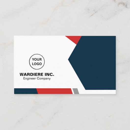 Blue Red Modern Custom   Visitekaartje (Achterkant)