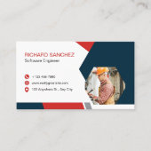 Blue Red Modern Custom   Visitekaartje (Voorkant)